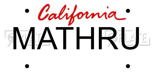 MATHRU California License Plate