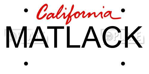 MATLACK California License Plate