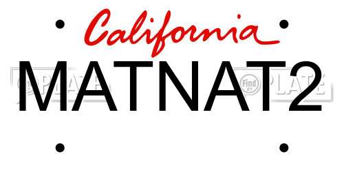 MATNAT2 California License Plate