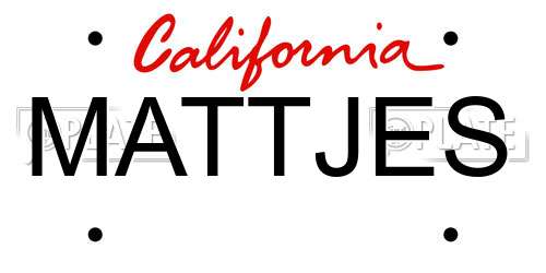 MATTJES California License Plate