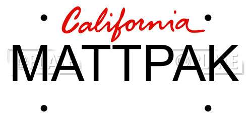 MATTPAK California License Plate