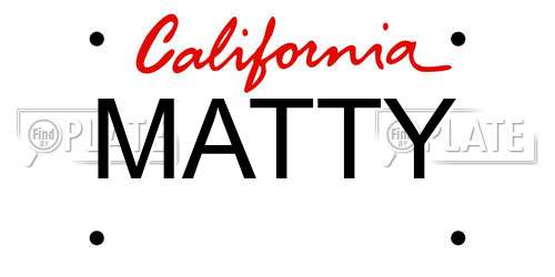 MATTY California License Plate