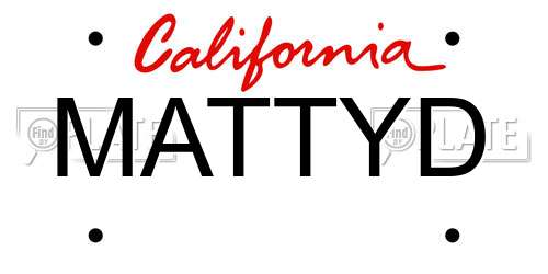 MATTYD California License Plate
