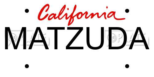 MATZUDA California License Plate