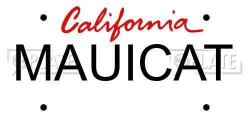 MAUICAT California License Plate