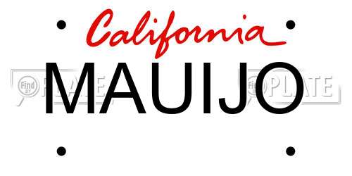 MAUIJO California License Plate