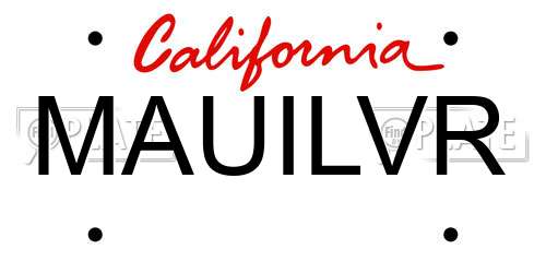 MAUILVR California License Plate