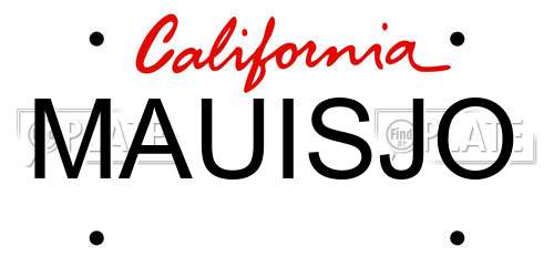 MAUISJO California License Plate