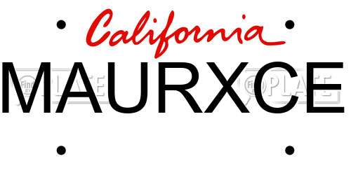MAURXCE California License Plate