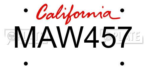 MAW457 California License Plate