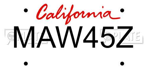 MAW45Z California License Plate
