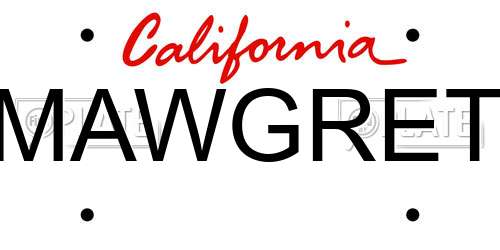 MAWGRET California License Plate