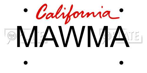 MAWMA California License Plate