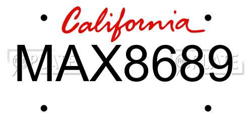 MAX8689 California License Plate