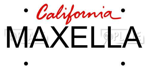 MAXELLA California License Plate