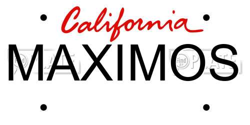 MAXIMOS California License Plate