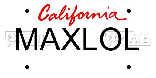 MAXLOL California License Plate