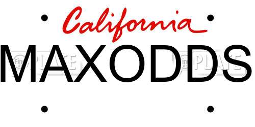 MAXODDS California License Plate
