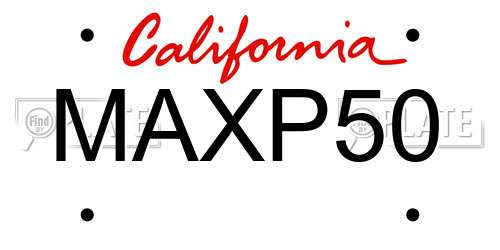 MAXP50 California License Plate