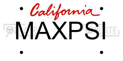 MAXPSI California License Plate