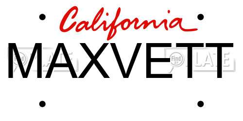 MAXVETT California License Plate