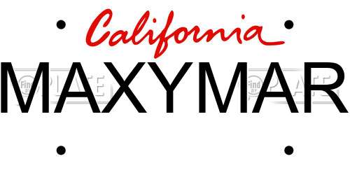 MAXYMAR California License Plate