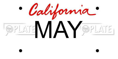 MAY California License Plate