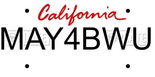 MAY4BWU California License Plate