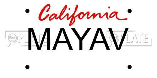 MAYAV California License Plate