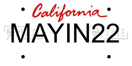 MAYIN22 California License Plate