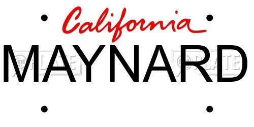 MAYNARD California License Plate