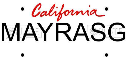 MAYRASG California License Plate