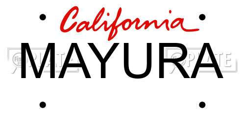 MAYURA California License Plate