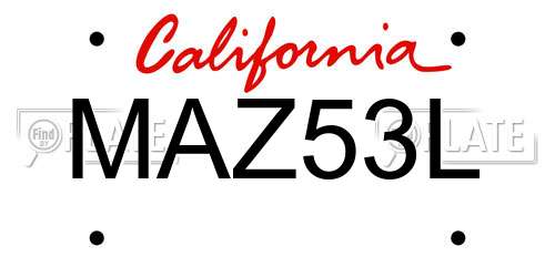 MAZ53L California License Plate