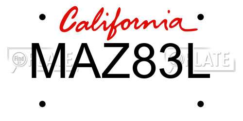 MAZ83L California License Plate