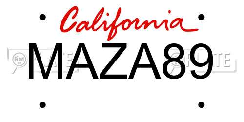 MAZA89 California License Plate