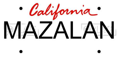 MAZALAN California License Plate