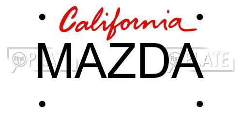 MAZDA California License Plate