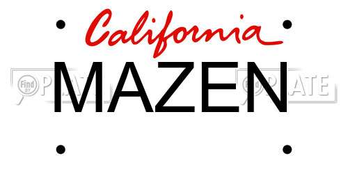 MAZEN California License Plate