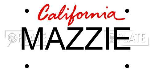MAZZIE California License Plate