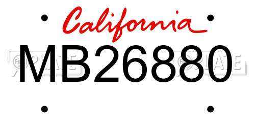 MB26880 California License Plate
