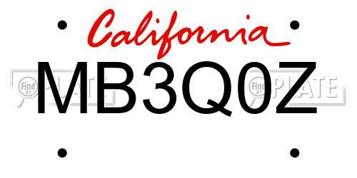 MB3Q0Z California License Plate