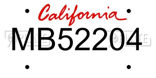 MB52204 California License Plate