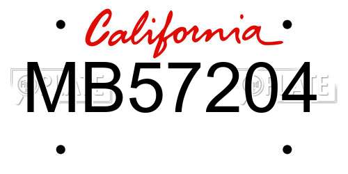 MB57204 California License Plate