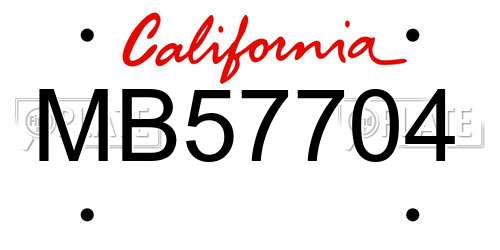 MB57704 California License Plate