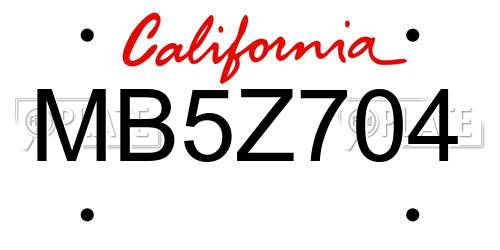 MB5Z704 California License Plate