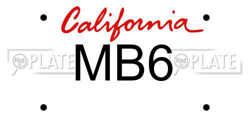 MB6 California License Plate