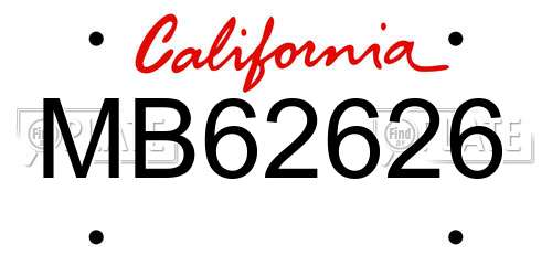 MB62626 California License Plate
