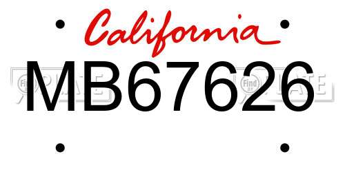 MB67626 California License Plate