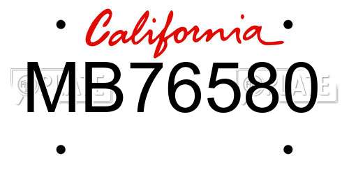 MB76580 California License Plate
